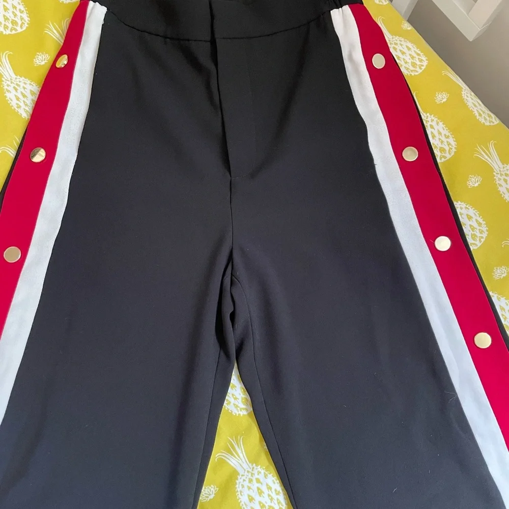 Zara Black Track Pants with Red and White Stripes - Picture 6 of 6